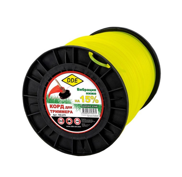 Корд триммерный Classic line (4 мм х 180 м, круг, желтый) DDE 793-275