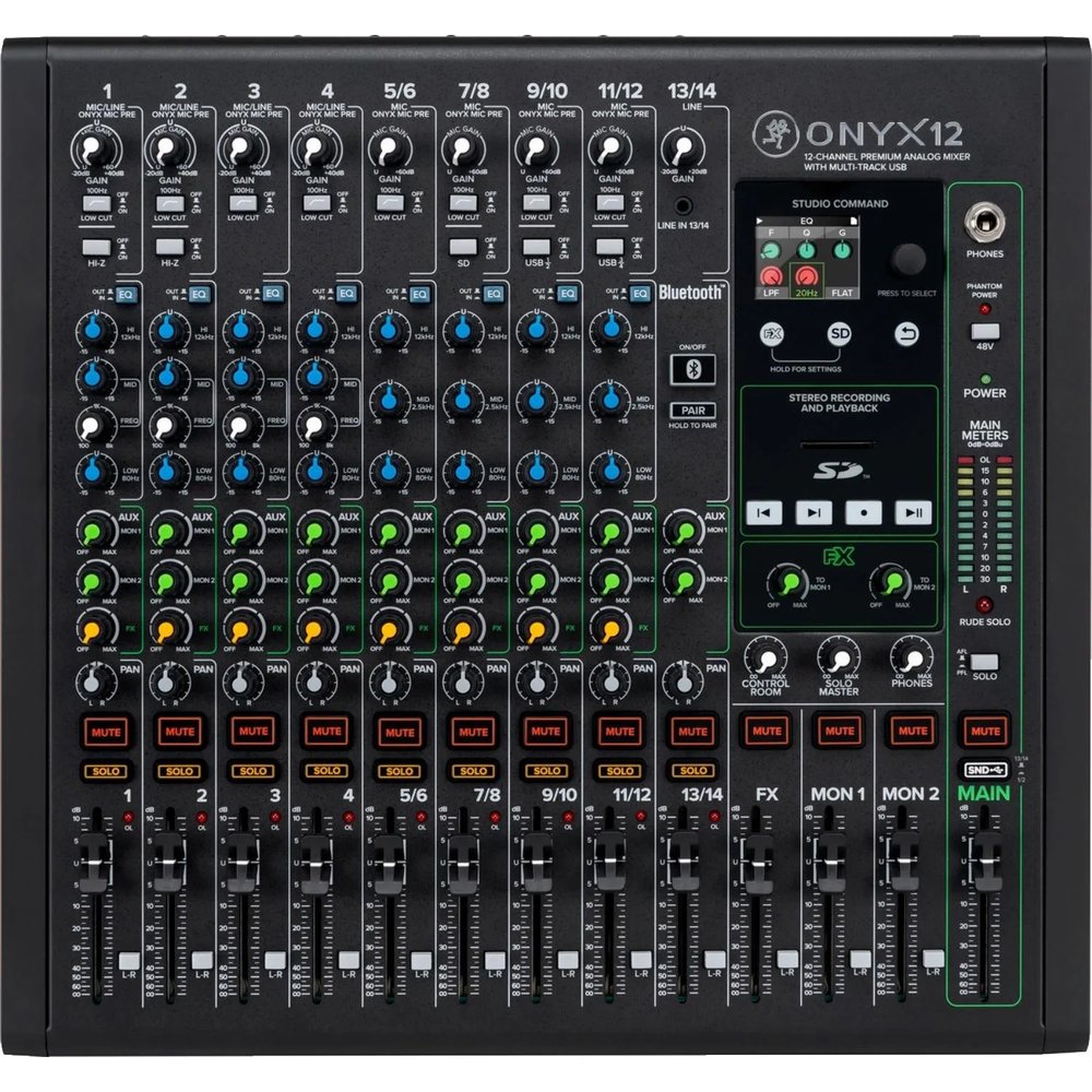 Микшерный пульт Mackie ONYX12, 12-кан. поканальн. запись, проц. эффект, USB