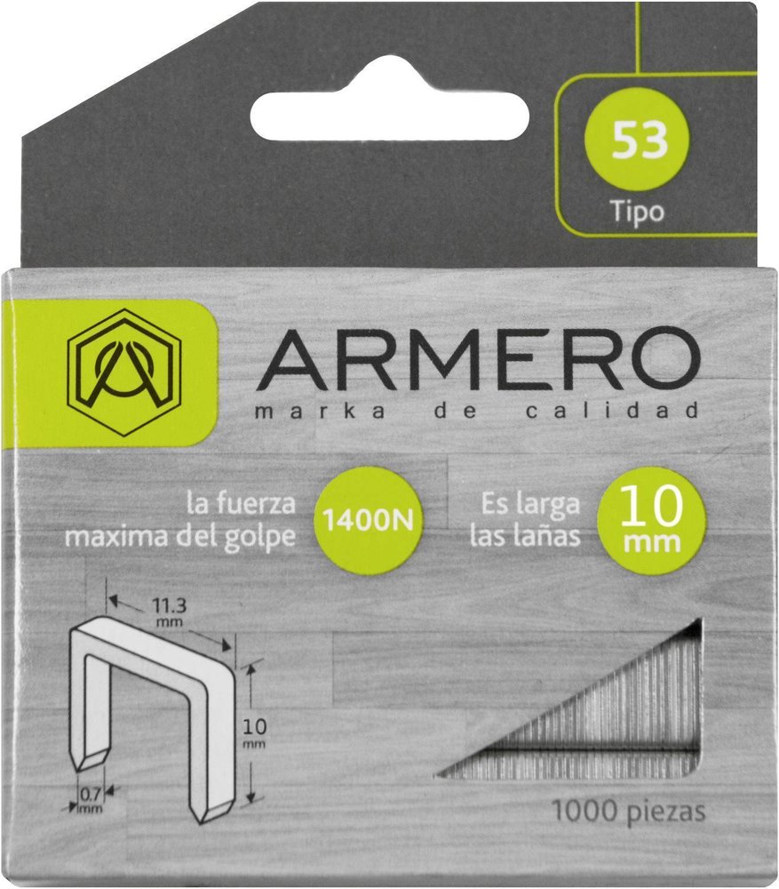 Скобы (1000 шт, 10 мм, тип 53) для степлера ARMERO A312/008