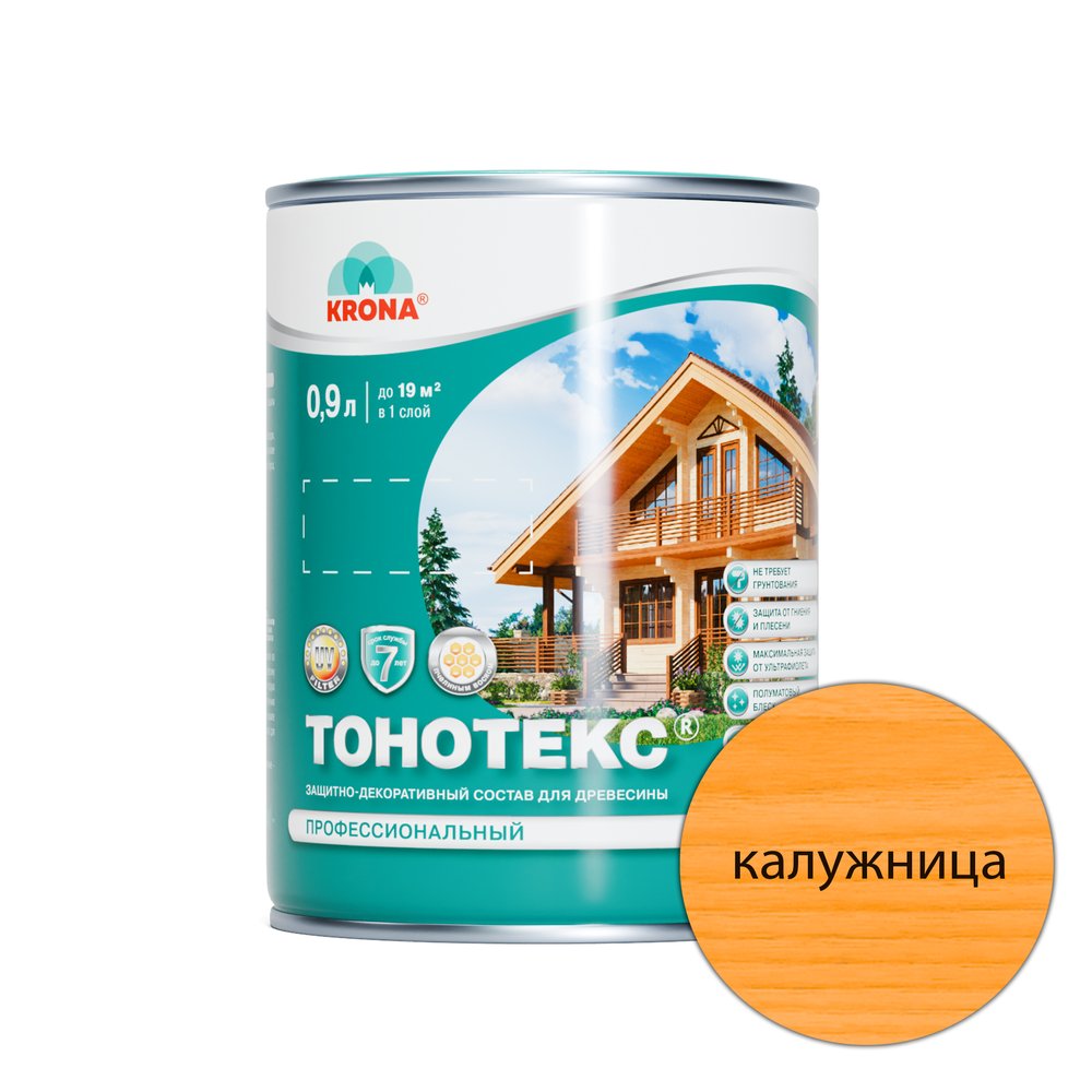 Защитно-декоративный состав для дерева KRONA Тонотекс (калужница, 0,9 л) 66302700