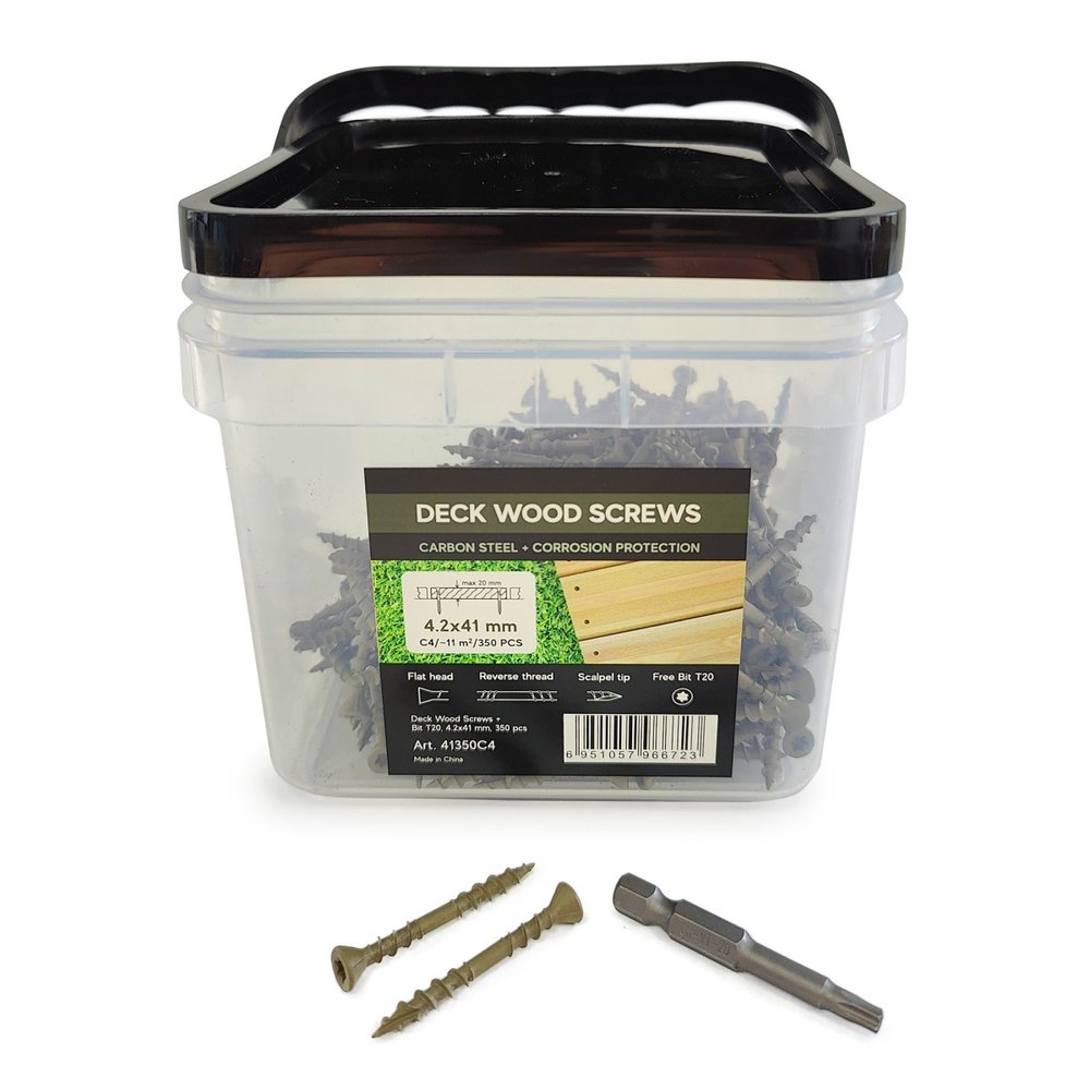 Саморезы для монтажа террас и фасадов Camo Deck Wood Screws 41x4,2 mm, C4, T20 350 шт., с антикоррозийным покрытием, арт. 41350C4