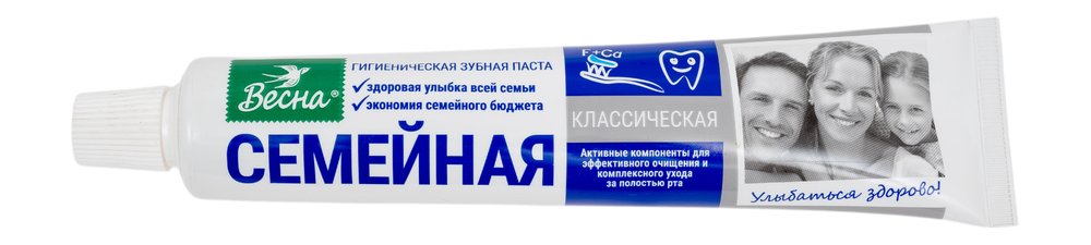 Зубная паста ВЕСНА Семейная Классическая 90 г, отбеливающая, защита от кариеса 608734