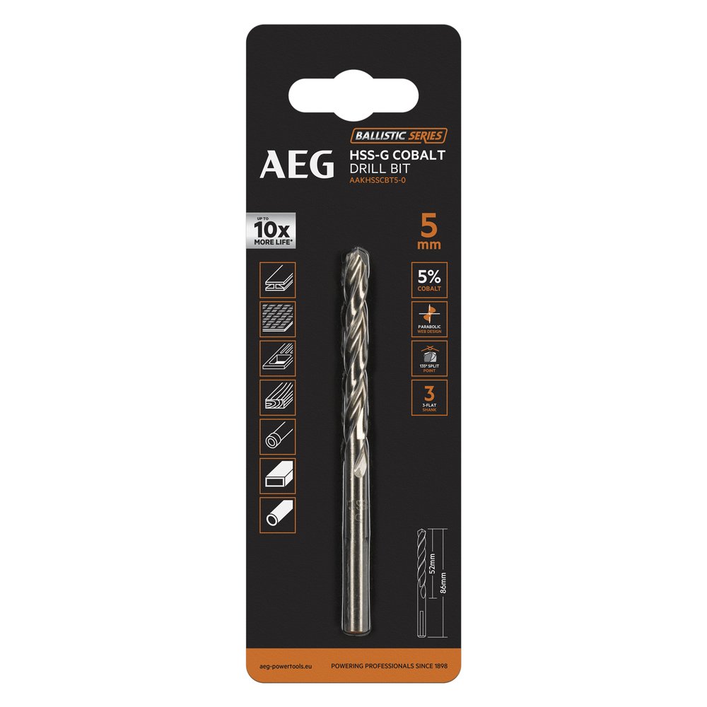 Сверло по металлу HSS-Co (5х52х86 мм) AEG AAKHSSCBT5-0 4932479332