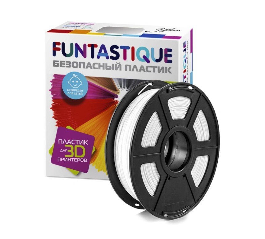 Пластик в катушке FUNTASTIQUE petg, 1.75 мм, 1 кг, белый PETG-1KG-WT