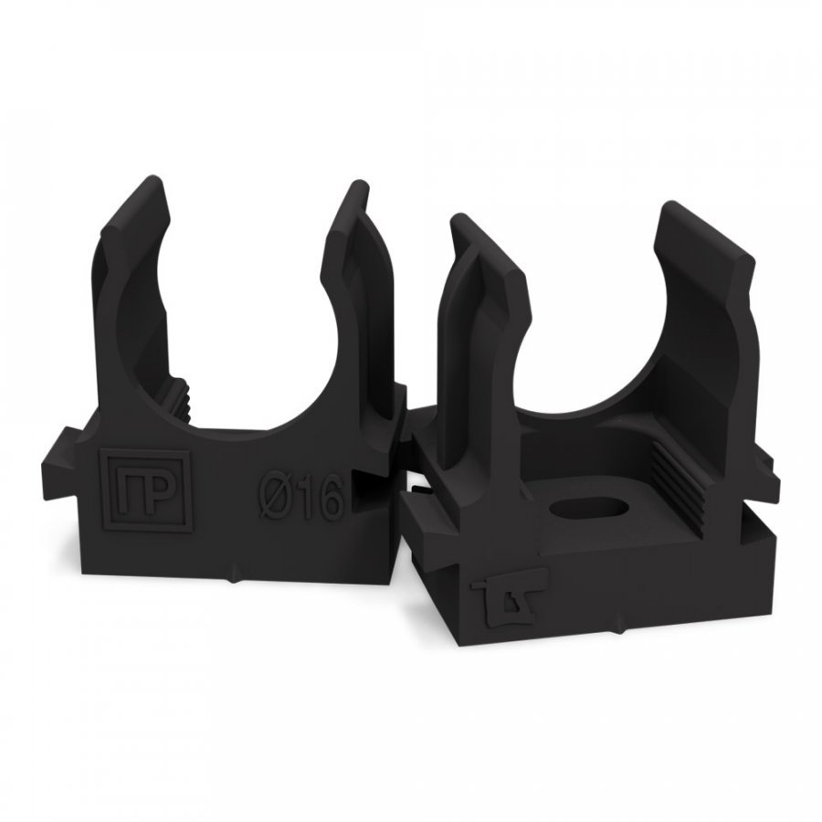 Крепеж-клипса для труб для прямого монтажа Промрукав черная в п д16 100 шт. PR13.0131