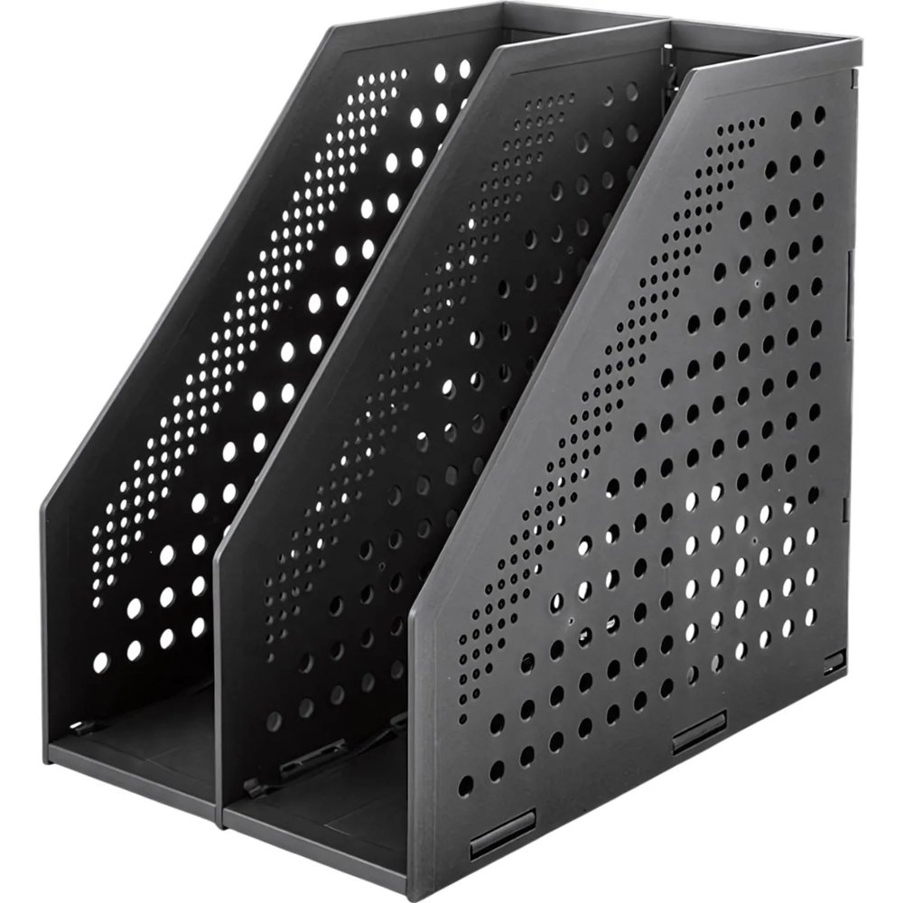 Лоток вертикальный Deli 78999Dark grey складной 2 отделения темно-серый
