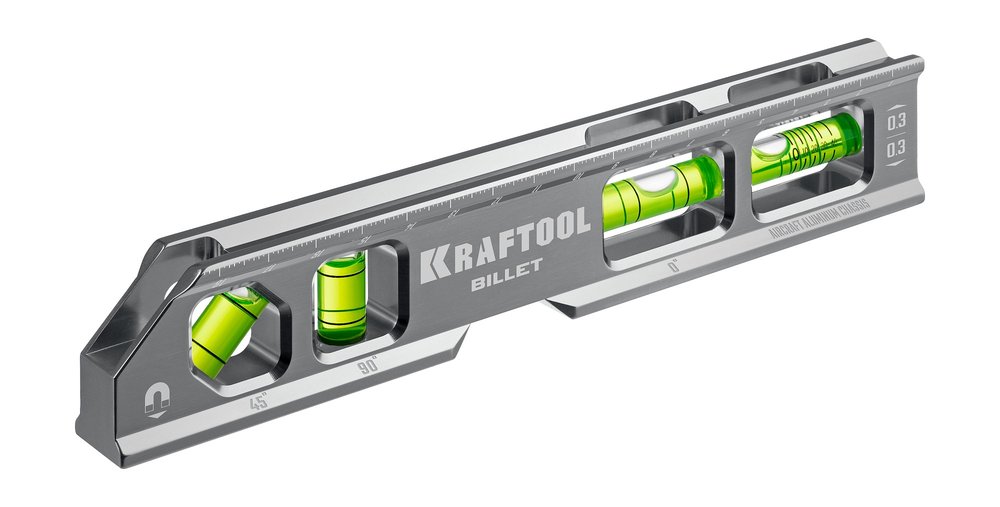 брусковый магнитный уровень KRAFTOOL Billet 8-в-1 20 см 34790