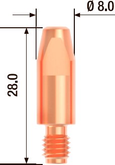 Наконечник контактный ECU (10 шт, 0.8 мм, M6, 28 мм) FUBAG FB.CTM6.28-08