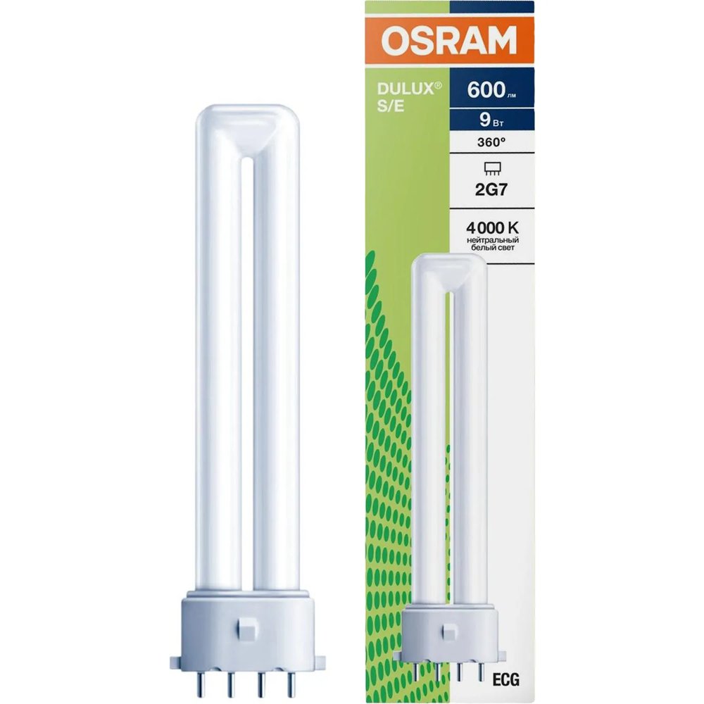 Лампа люминесцентная компакт. DULUX S/E 9W/840 2G7 OSRAM (123825)