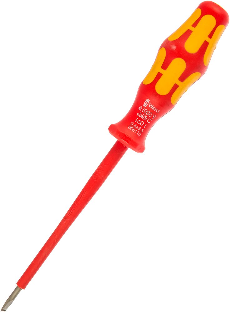 Отвёртка диэлектрическая Wera, VDE, SL 0.6х3.5х100 мм, WE-006110