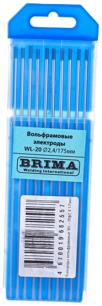 ЭЛЕКТРОДЫ ВОЛЬФРАМОВЫЕ WL-20x175 мм ф 2.4 уп. 10шт. Brima 9443