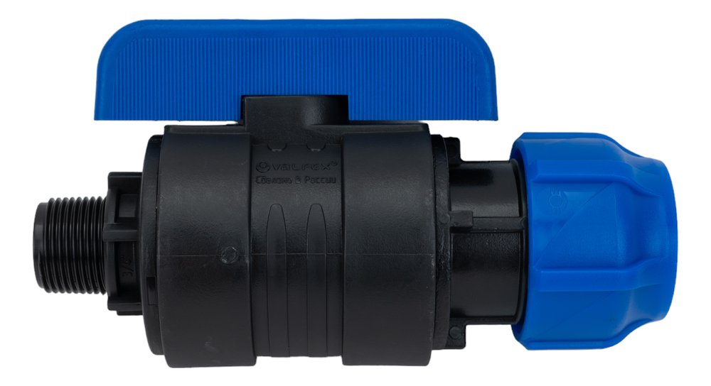 Шаровой кран VALFEX ПНД компрессионный цанга - наружная резьба, разборный 32x3/4' 1210012632034