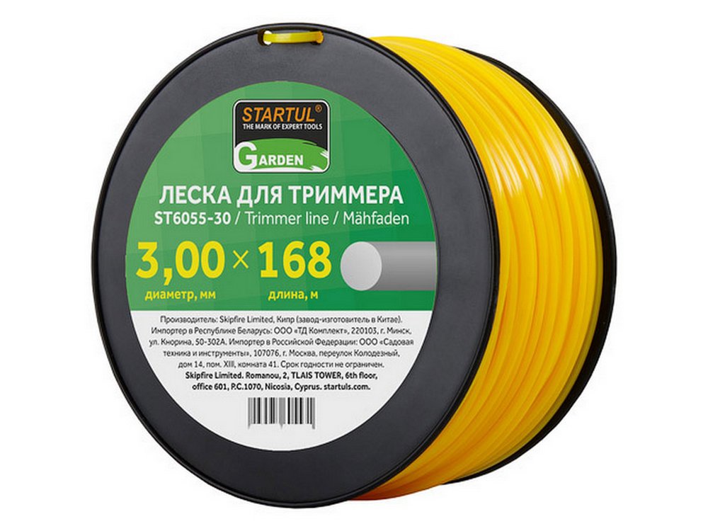 Леска для триммера Garden 3 мм, 168 м, сечение круглое STARTUL ST6055-30