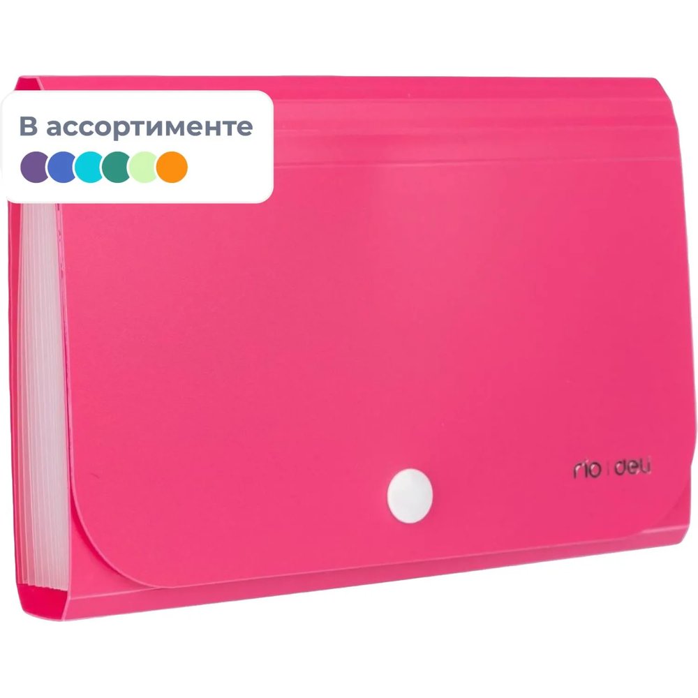 Папка органайзер Vivid на кнопке горизонтА6 12отдел РР 0,6мм  ассортимE5561