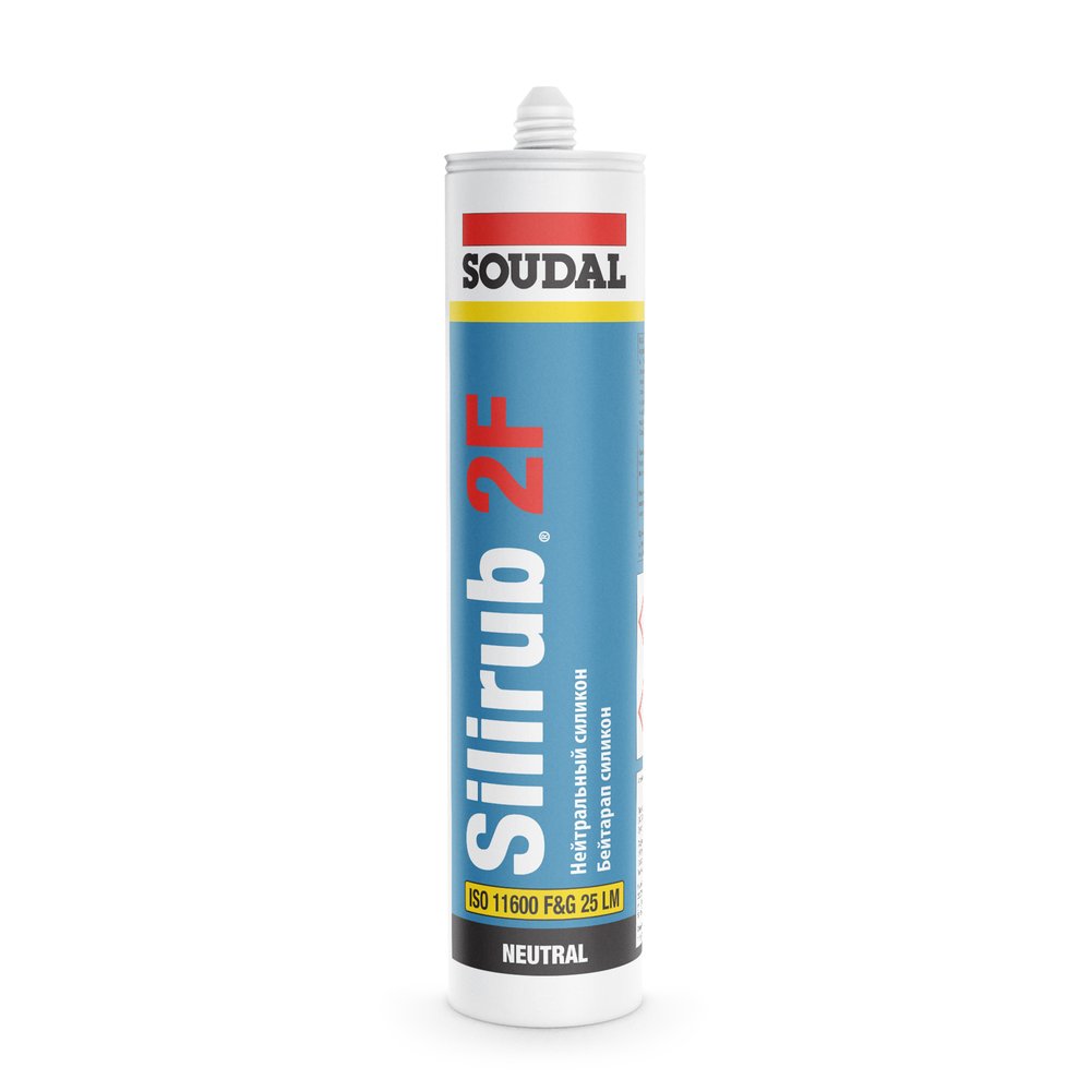 Нейтральный силиконовый герметик Soudal Силируб 2F серый, 300 мл 158938