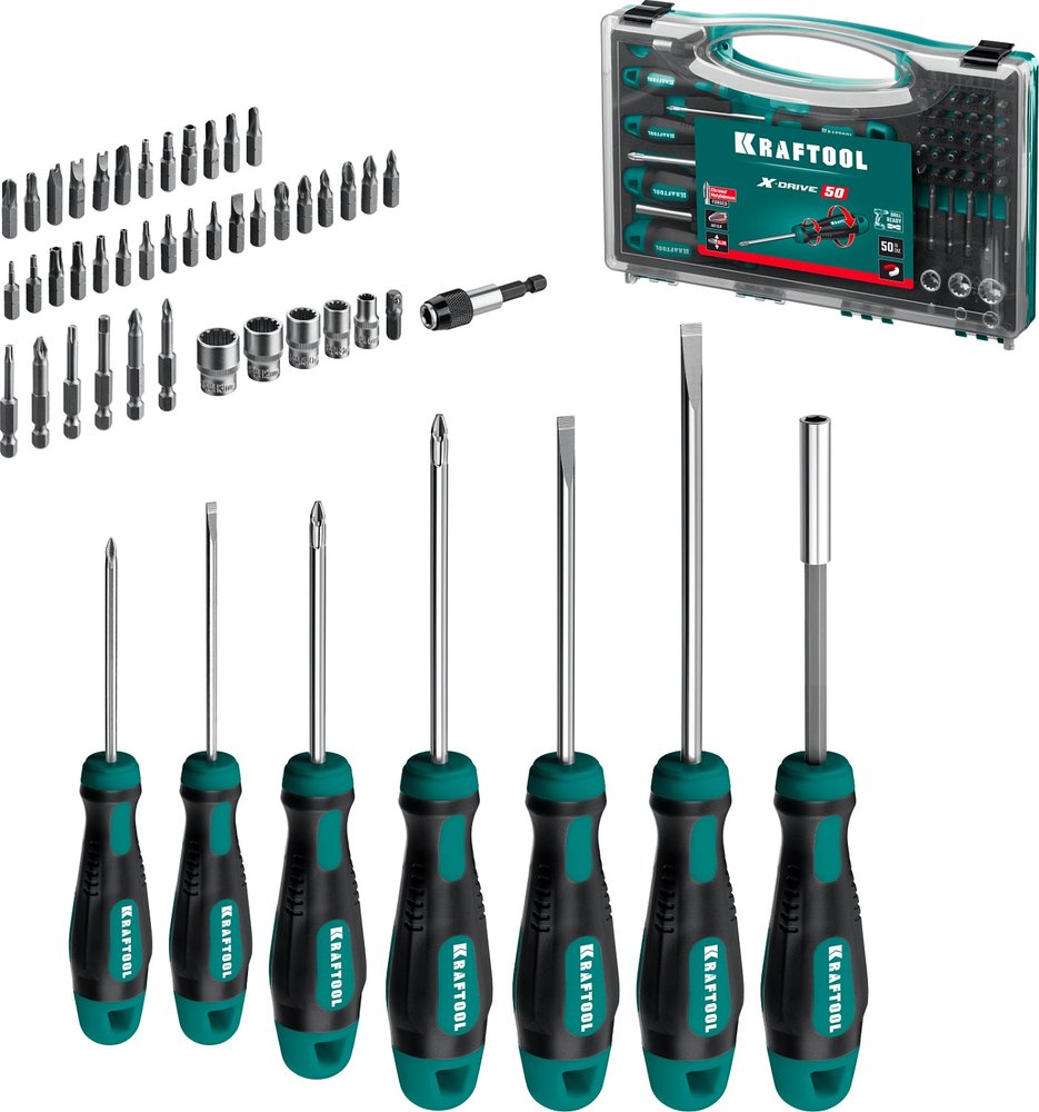 Набор отверток и насадок KRAFTOOL X-Drive-50 50 шт. 25815