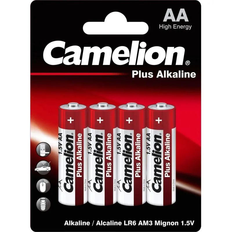 Батарейка Camelion AA/LR 6 Plus Alkaline BL-4 (LR 6-BP4, 1.5В)(4 шт в уп.)