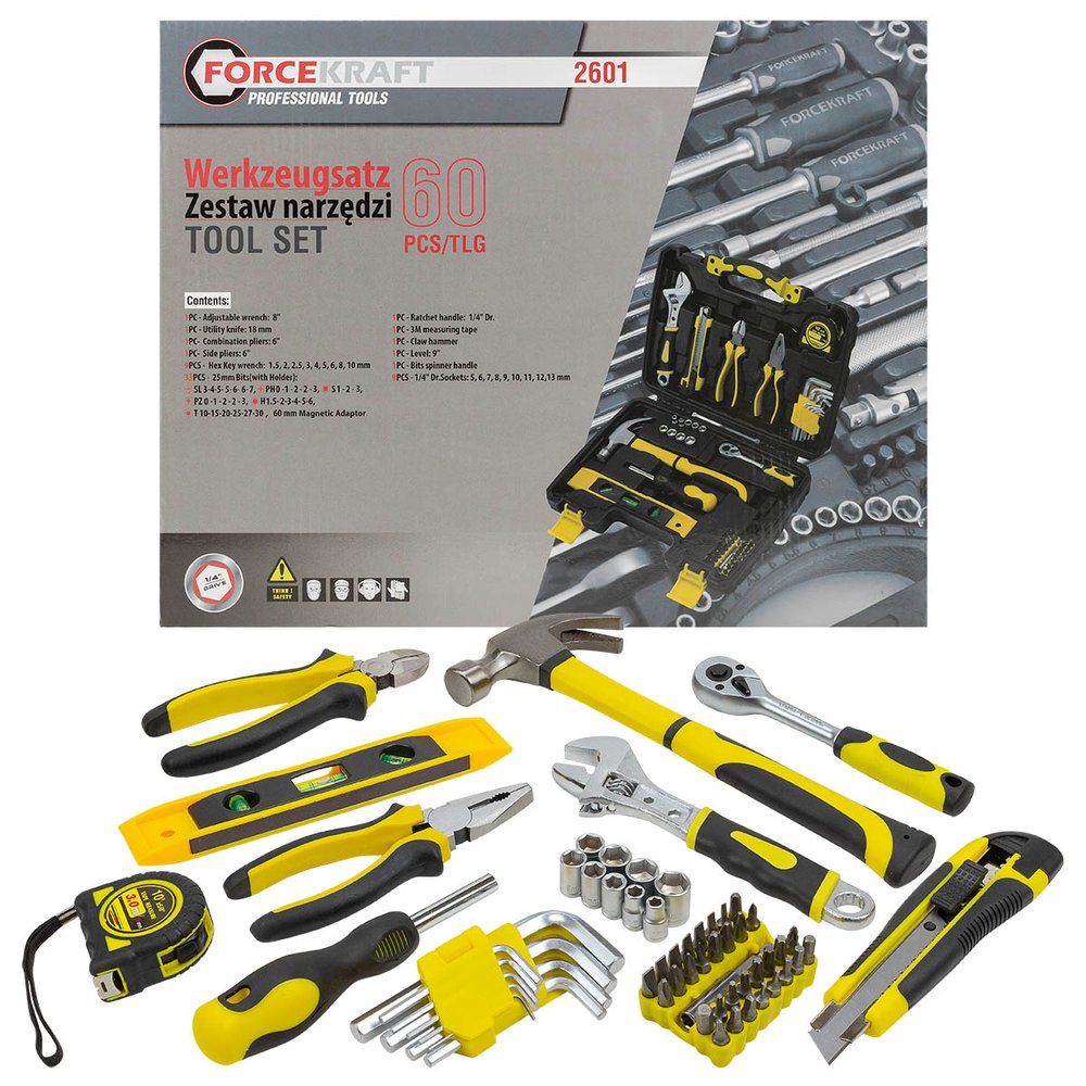 Набор инструментов FORCEKRAFT 60пр, 1/4' FK-2601(47700)