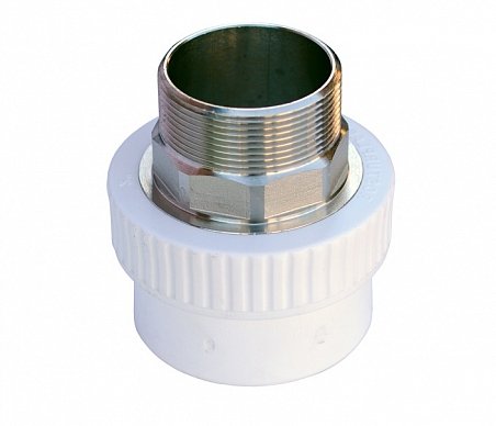 Комбинированная муфта VALFEX PP-R белая, под ключ, 63х2 дюйма НР 10135063 127-0254