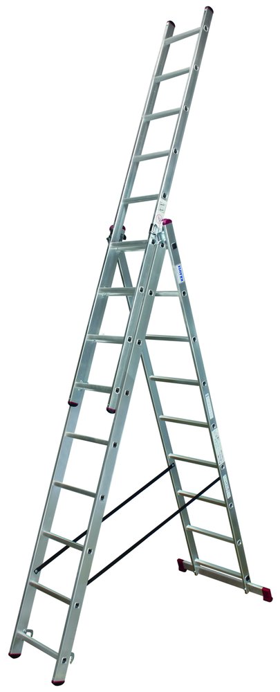 Алюминиевая трехсекционная лестница 3х9 Krause Corda 013392
