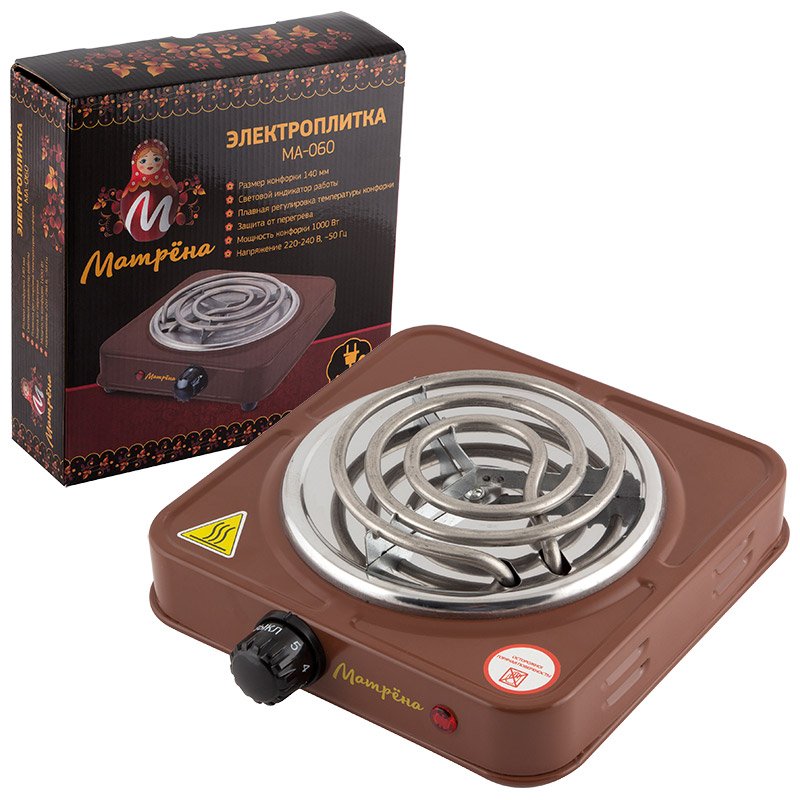 Электроплитка Матрёна МА-060, коричневый, ТЭН 006056
