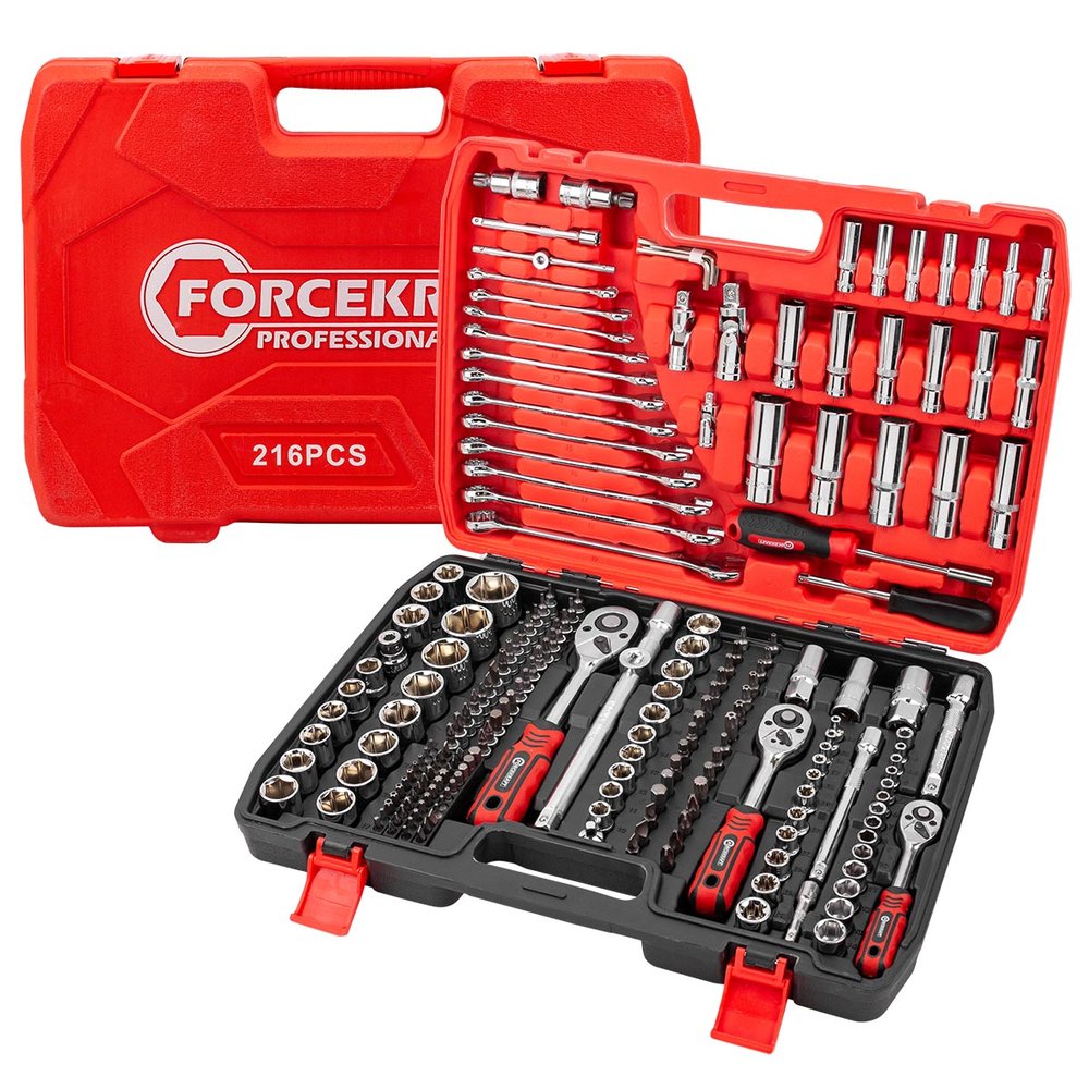 Набор инструментов Forcekraft 216пр.1/4''3/8''1/2''(6гр.)(4-32мм) FK-38841New(50468)