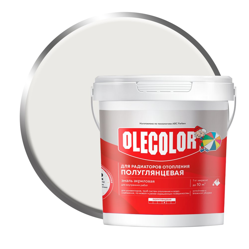 Акриловая эмаль для радиаторов отопления OLECOLOR полуглянцевая, 1 кг 4300007667
