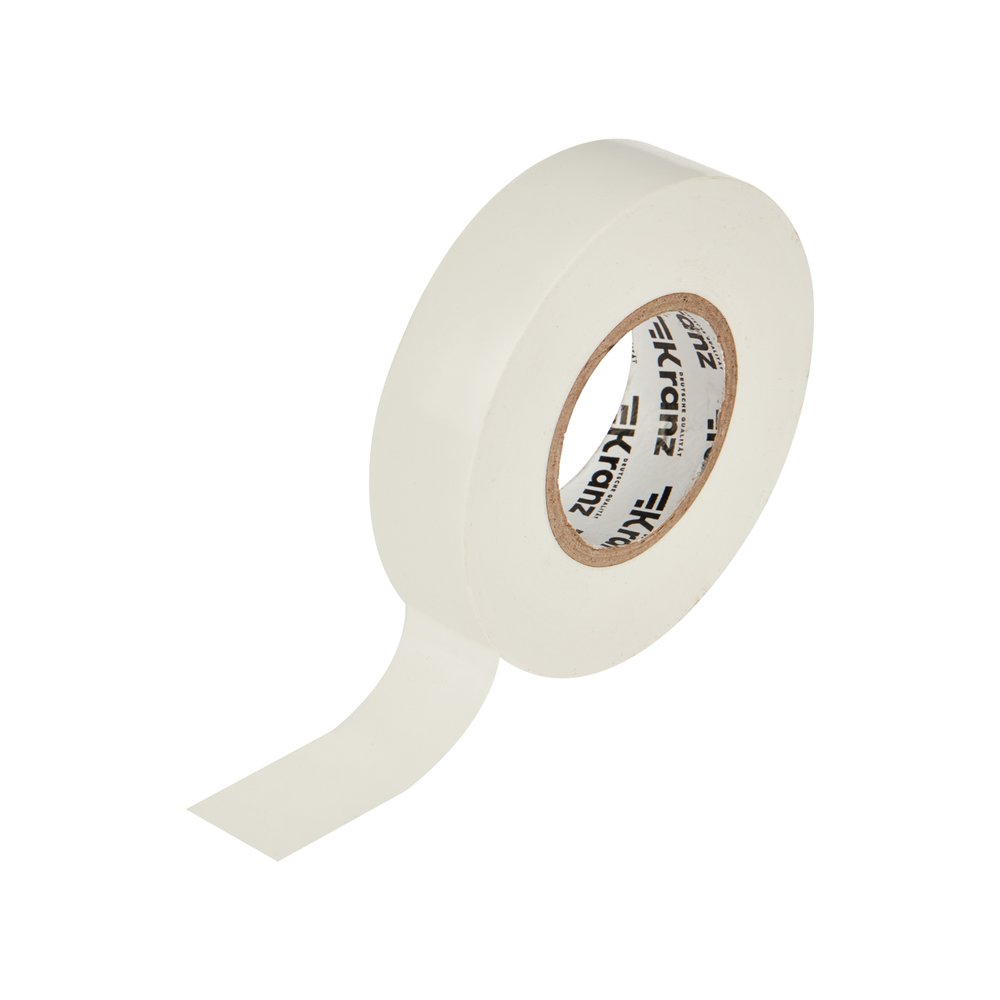 Профессиональная изолента ПВХ KRANZ 0,18х19 мм, 20 м, белая KR-09-2801