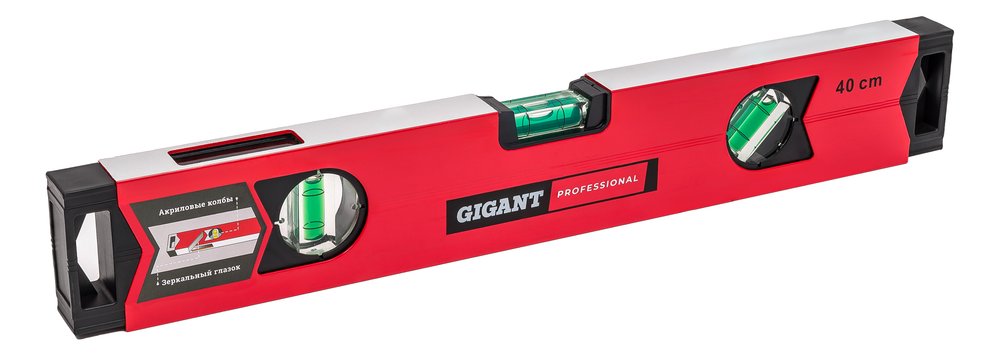 Алюминиевый магнитный фрезерованный уровень Gigant Professional 400 мм 3 глазка GPGW-40-1
