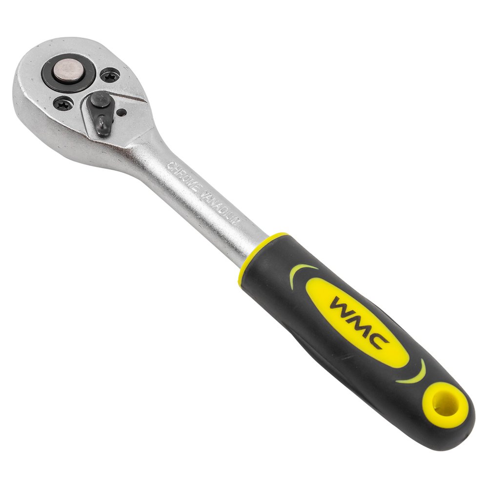Трещотка WMC TOOLS реверсивная, с резиновой ручкой, 3/8''(L-200мм,24зуб.) WMC-80234(48824)