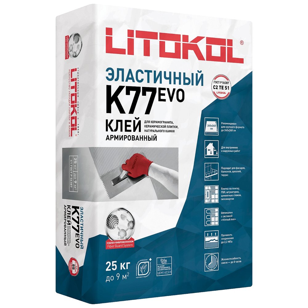 Клеевая смесь LITOKOL SuperFlex K77 класс C2TES1, 25 кг 75160002