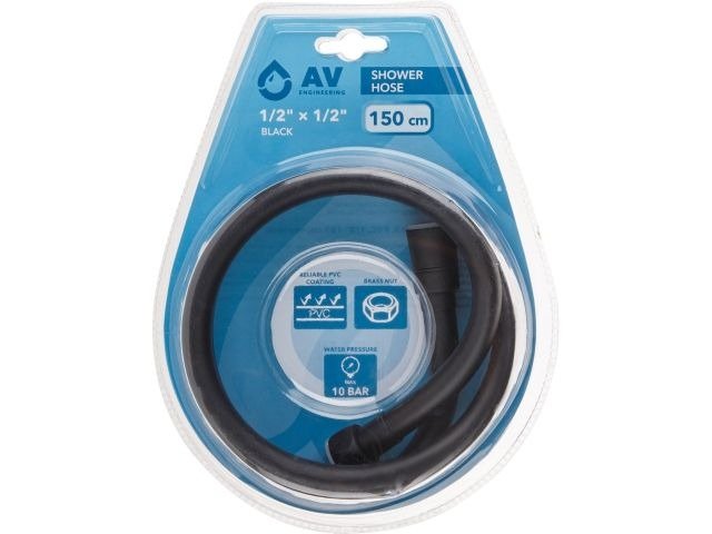 Шланг душевой AV Engineering, PVC, 1/2 г-г, 150 см, чёрный, AVSSS-115