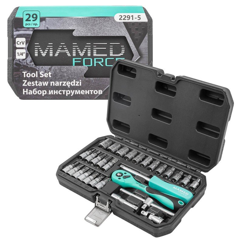 Набор инструментов profi 29пр. 1/4'(6гр)(4-13мм) MAMEDFORCE MF-2291-5(54633)