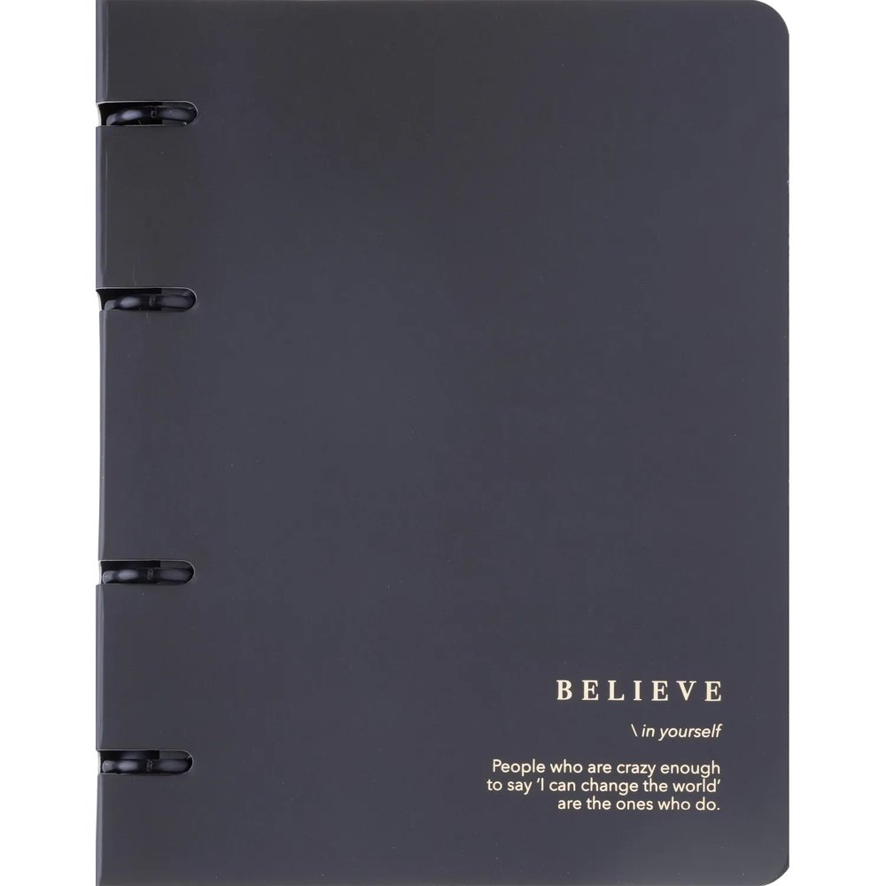 Тетрадь общая, BS, А5, 120л., клетка, кольца, Believe, черный N4761
