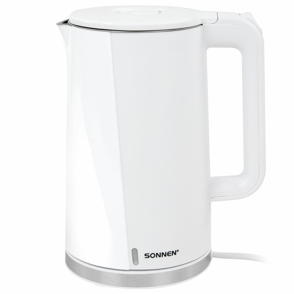Чайник электрический с двойными стенками SONNEN Kt-8718w, 1.7 л, 2200 Вт, белый 454685