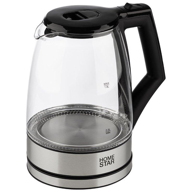 Чайник Homestar HS-1004 1.8 л стекло пластик черный 107841