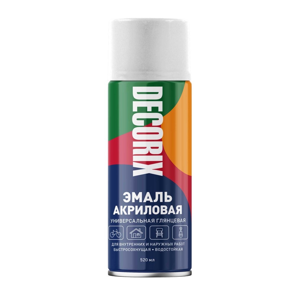 Аэрозольная акриловая эмаль Decorix (универсальная, белый, глянцевый, 520 мл) 0101-21 DX