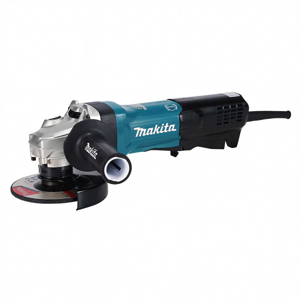 Шлифовальная угловая машина Makita 125 мм, 1900 Вт, 2800-11500 об, SJSII, AFT, тормоз, защита от непреднамеренного пуска, плавный пуск, поддержание оборотов под нагрузкой, широкая клавиша GA5093X01