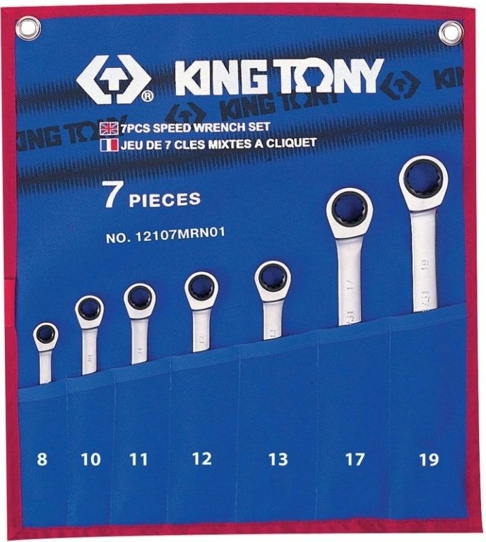 Набор комбинированных трещоточных ключей 8-19мм 7шт KING TONY 12107MRN01