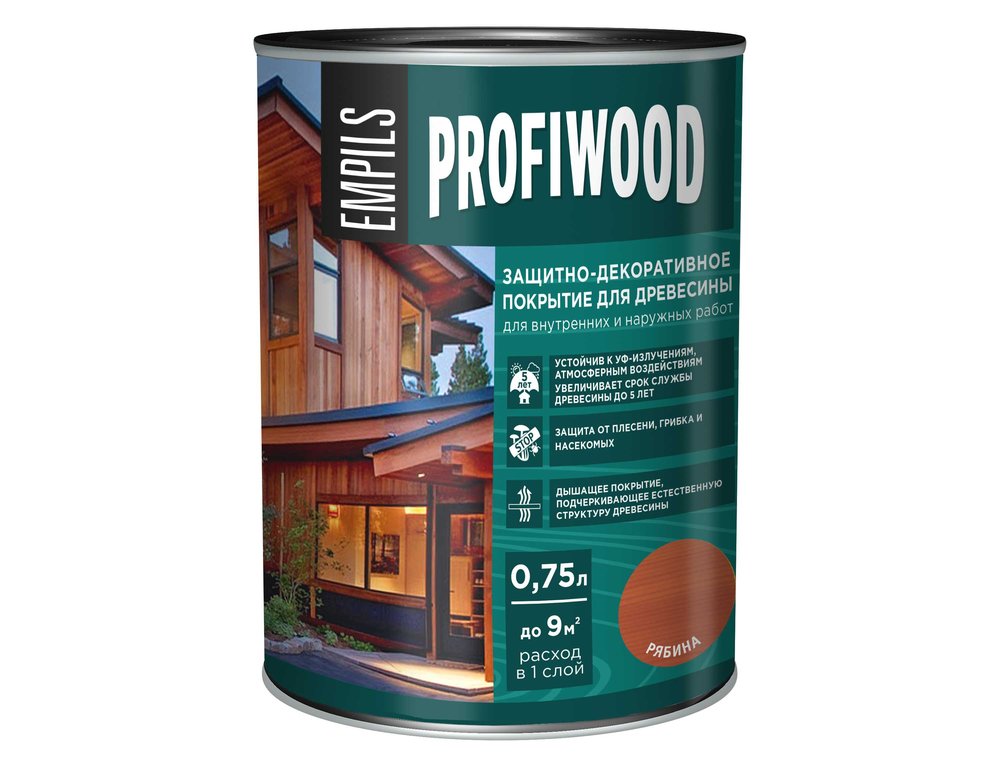 Защитно-декоративное покрытие для древесины PROFIWOOD (рябина, 0.75 л, 0.7 кг) 72625
