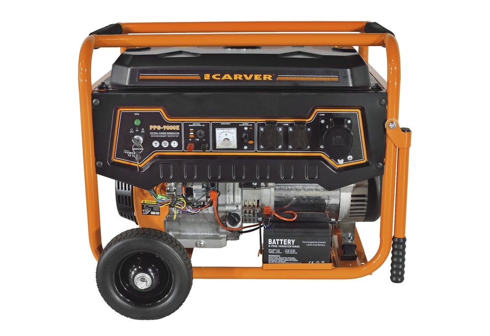 Бензиновый генератор CARVER ppg- 9000е lt-192fа, 7,0/7,5квт, 220в, бак 25л,эл.ст, кол/рук. медь, 6ш/пал 01.020.00040