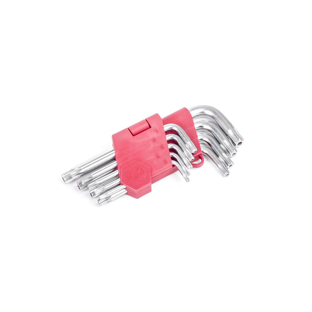 Набор Г-образных ключей INTERTOOL TORX с отверстием 9шт., Т10-Т50, Cr-V HT-0604