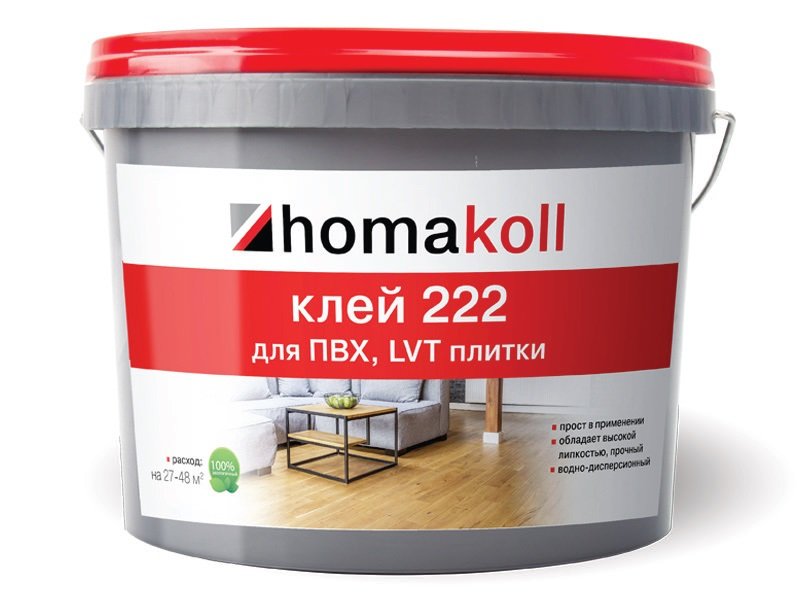 Клей Homakoll 222, для ПВХ и LVT плитки, 1 кг 460398
