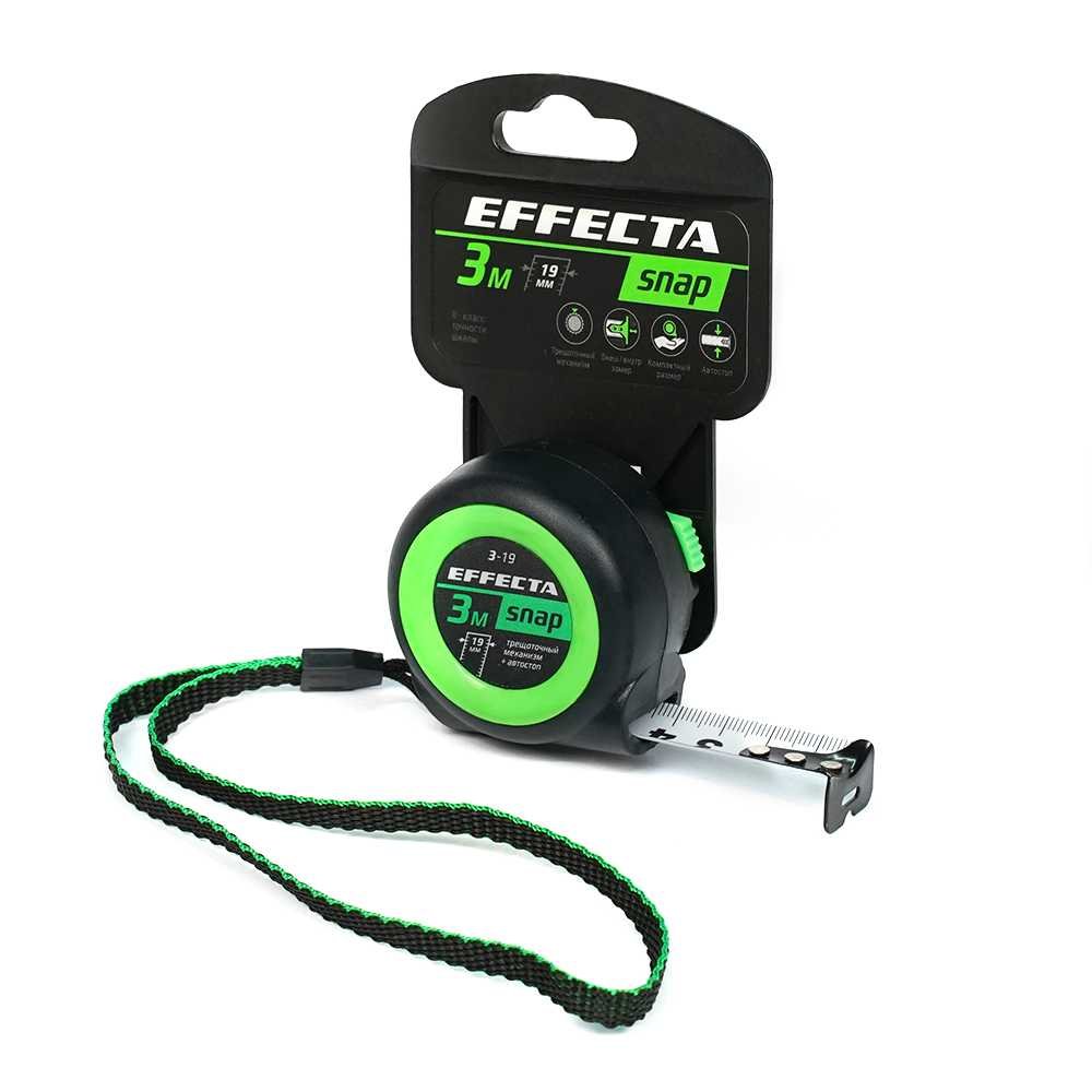 Рулетка EFFECTA SNAP автостоп, 3 м, 19 мм 560319