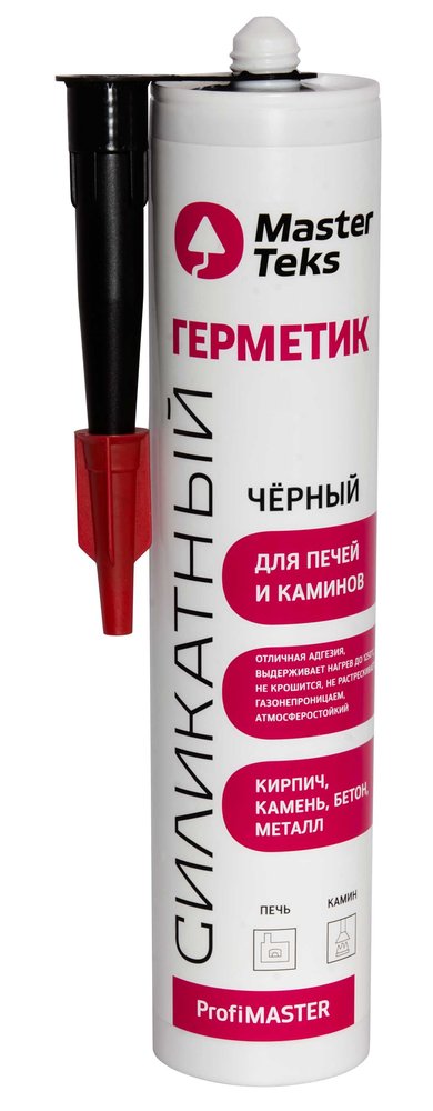 Силикатный герметик для печей и каминов MASTERTEKS profimaster, 260 мл, черный 240693