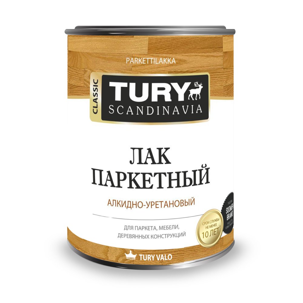Паркетный лак TURY алкидно-уретановый полуматовый, 0,9 л 1001922