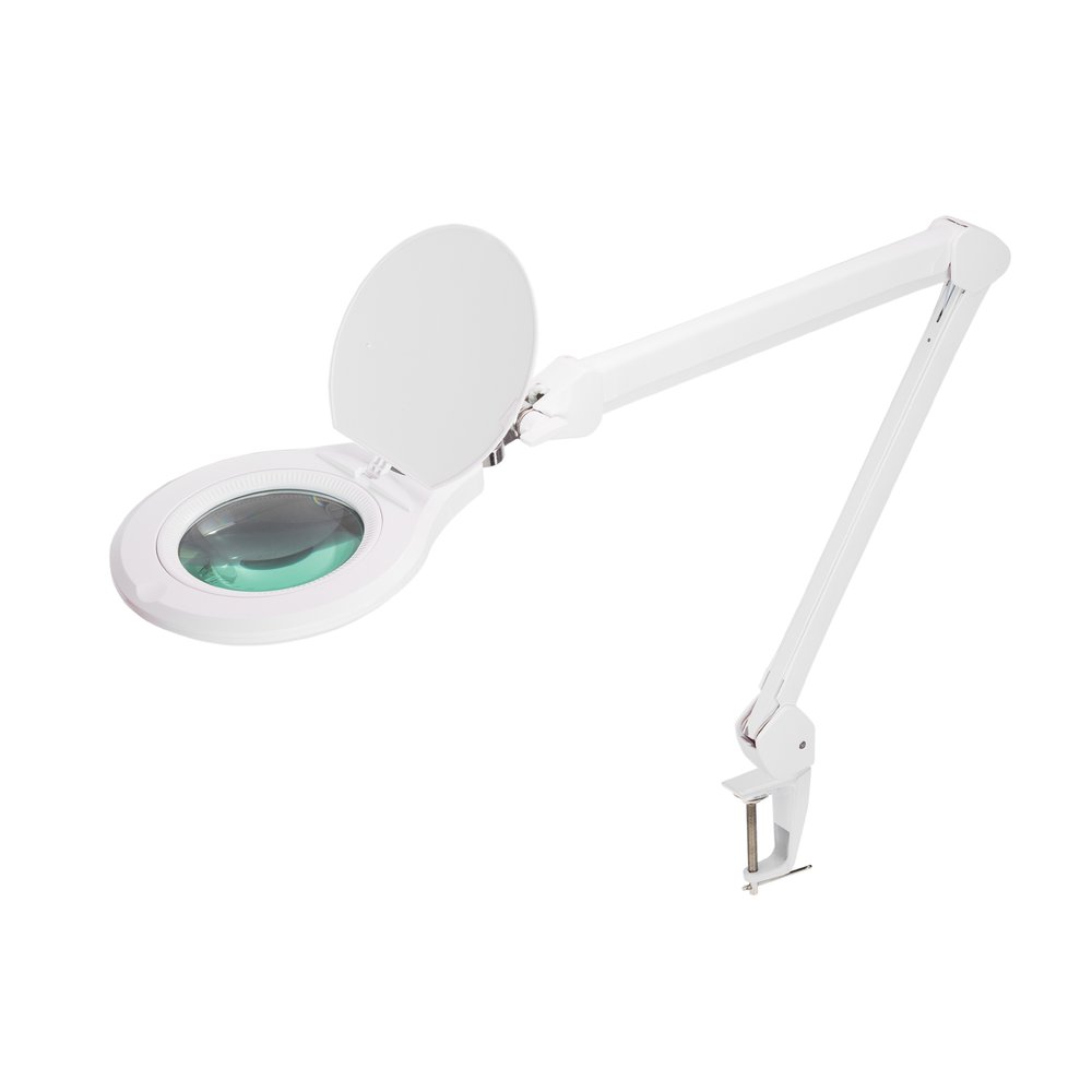 Лупа на струбцине REXANT круглая, 5D, с подсветкой, 72 SMD, сенсорный регулятор яркости, диаметр 152 мм, белая 31-0532
