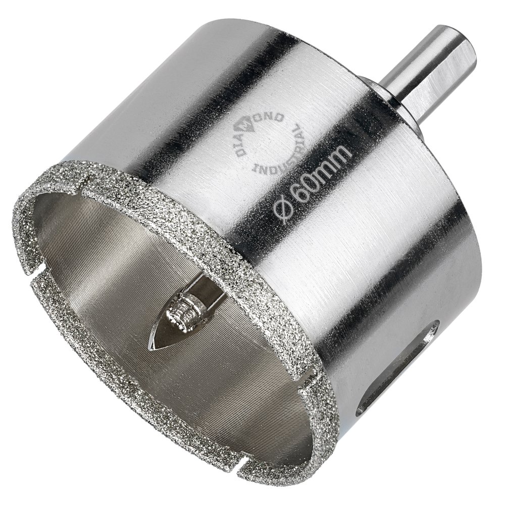 Коронка алмазная по керамограниту и керамике с центрирующим сверлом 60 мм Diamond Industrial DIDCSC060