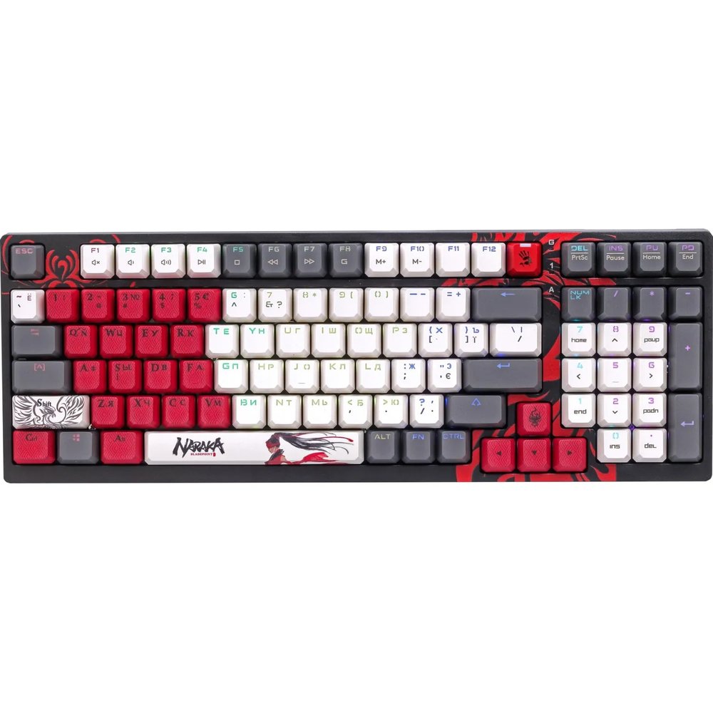 Клавиатура A4Tech Bloody(S98 NARAKA BLMS RED PLUS)мех.чер/крас USB gamerLED