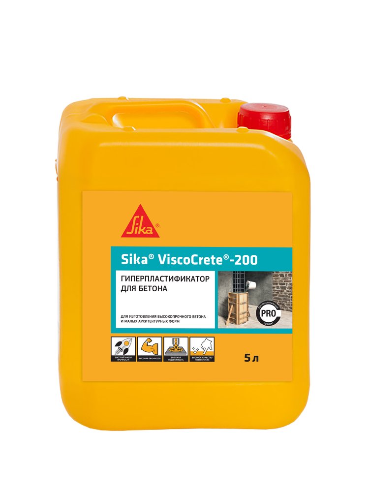 Гиперпластификатор для высокопрочного бетона Sika ViscoCrete-200, 5 л 669069